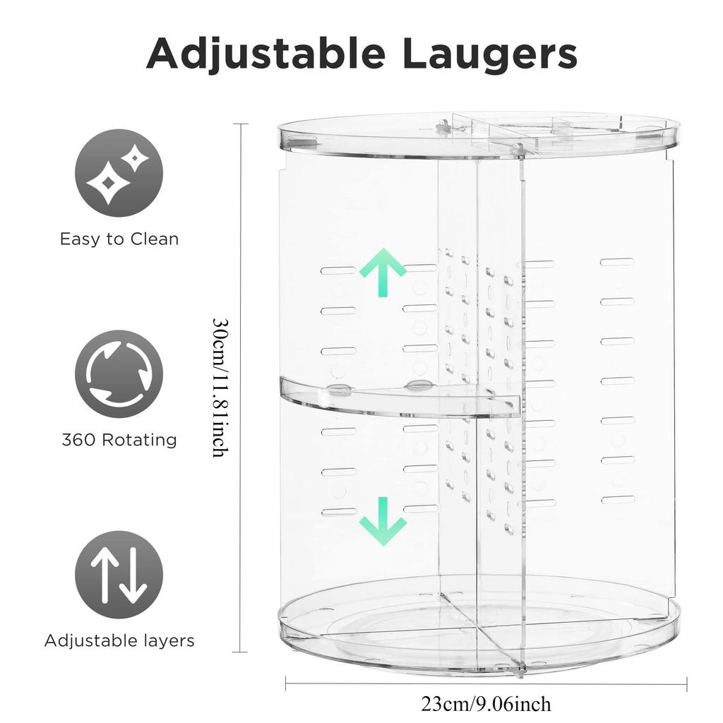 360° Rotating Makeup Organizer, Spinning Bathroom Organizer Countertop, organizer for cosmetics,Cosmetic Holder Shelf,(Clear)