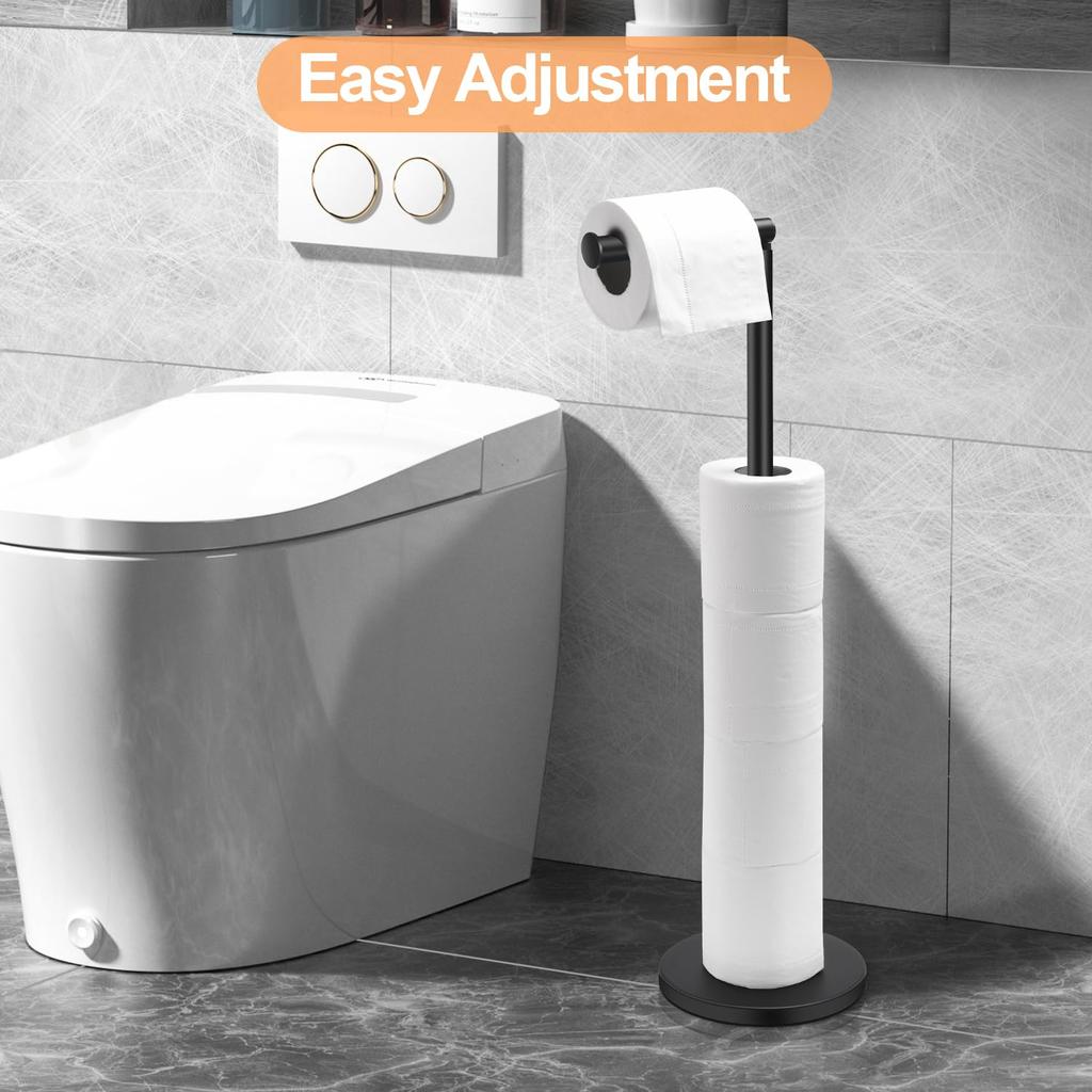 Freestanding Toilet Paper Holder With Storage Heavy Base Stainless Steel Stand Black/Nickel/Gold/Chrome Modern
