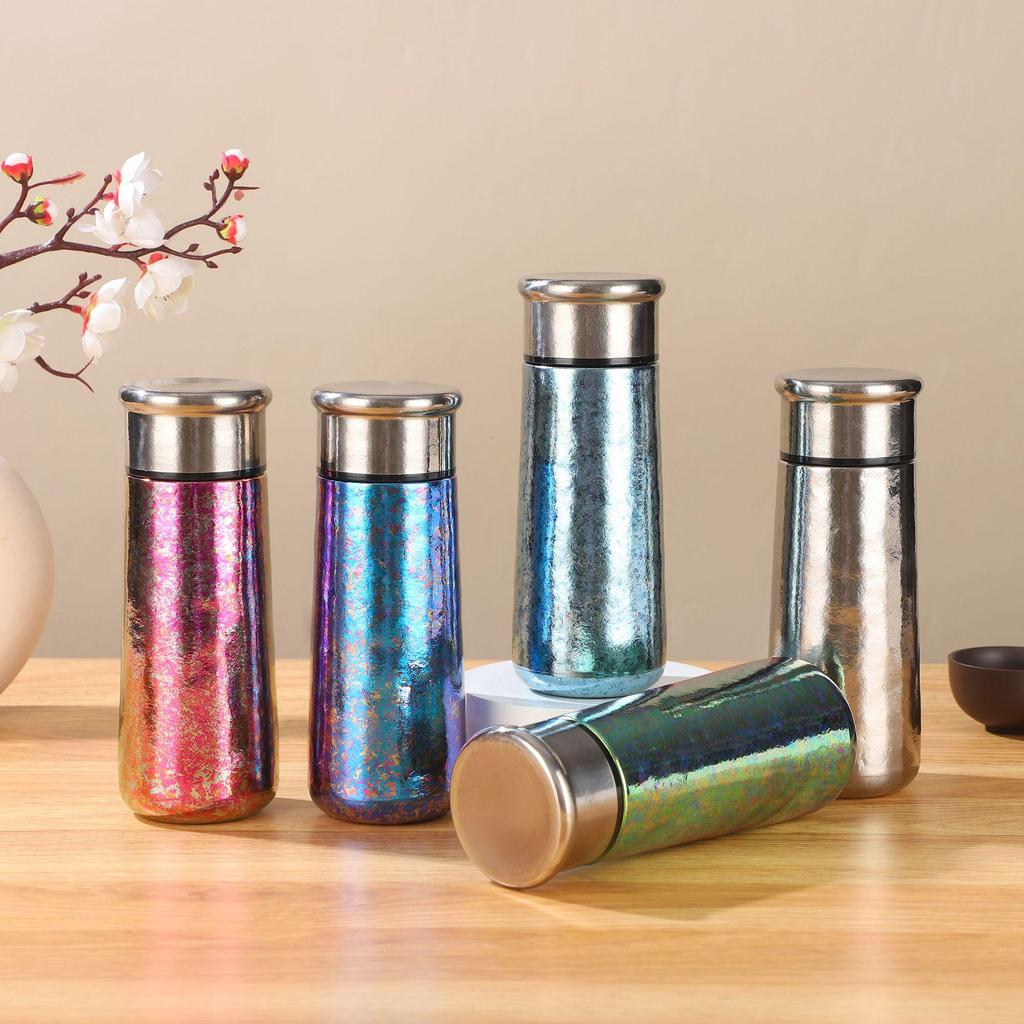 Titanium Mini Thermos Cup: Compact Pocket-Size for Tea & Water with Separation Feature, Ideal for Home, Outdoor, or Business Gifts.