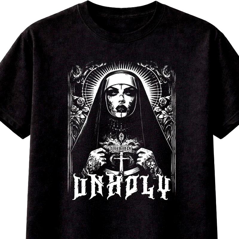 Unholy Gothic Nun Graphic TShirt Dark Religious Horror Unisex Tee S5XL S