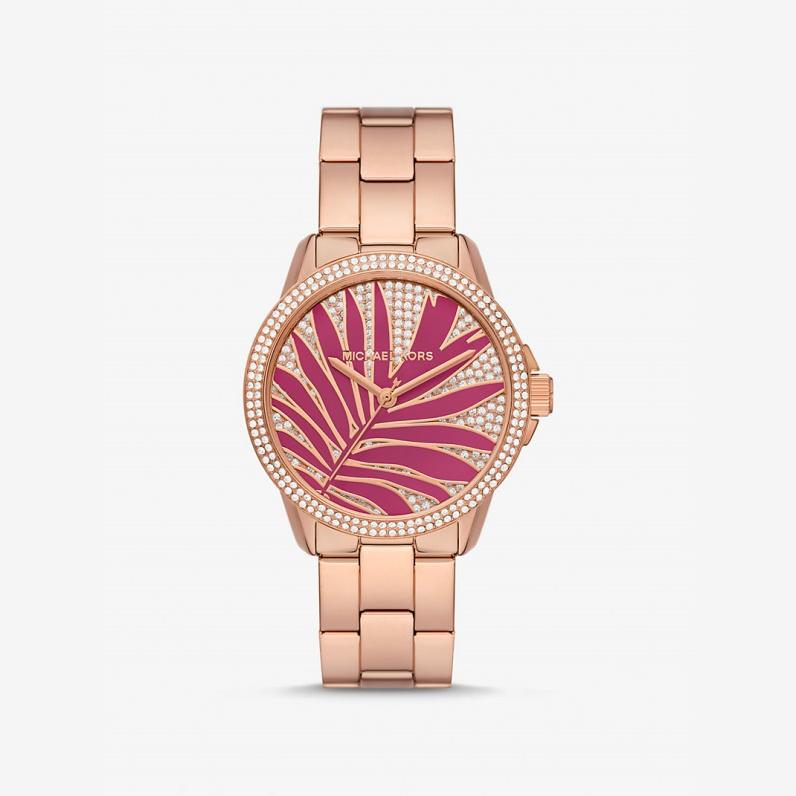 

Michael Kors MKO1037 Элегантные серебристые кварцевые часы с сетчатым браслетом розового золота