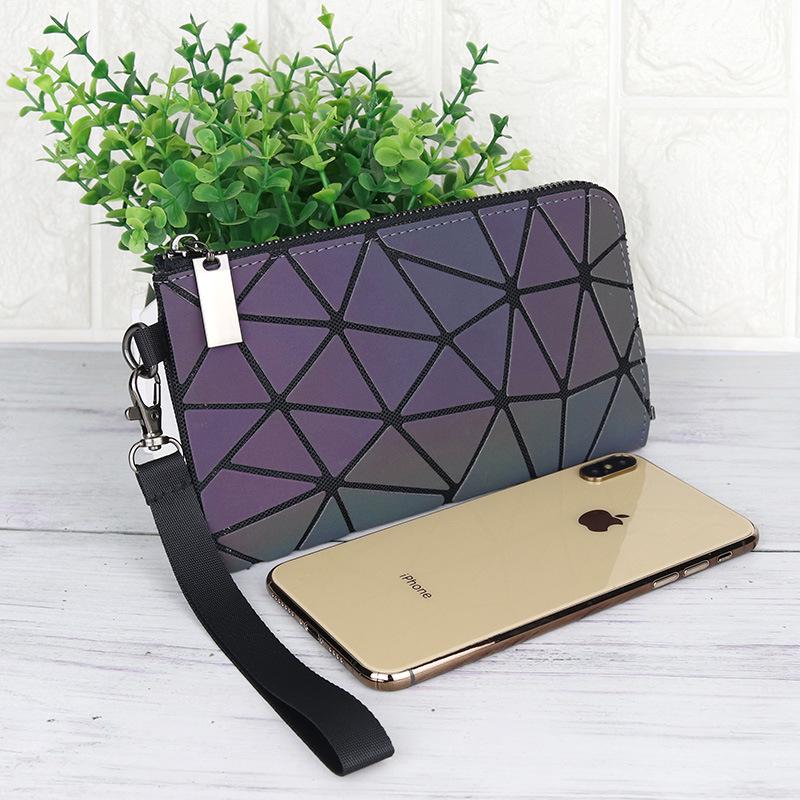 Pochette Geometrica Floreale Iridescente da Donna Luminosa - Tendenza, Cambia Colore, alla Moda con Zip
