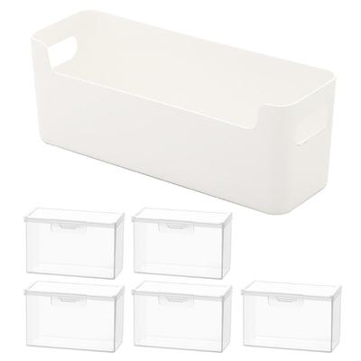 6 Piece Translucent Storage Containers with Detachable Dividers and Secure Snap On Lids Ideal for Collectibles Stationery Organization