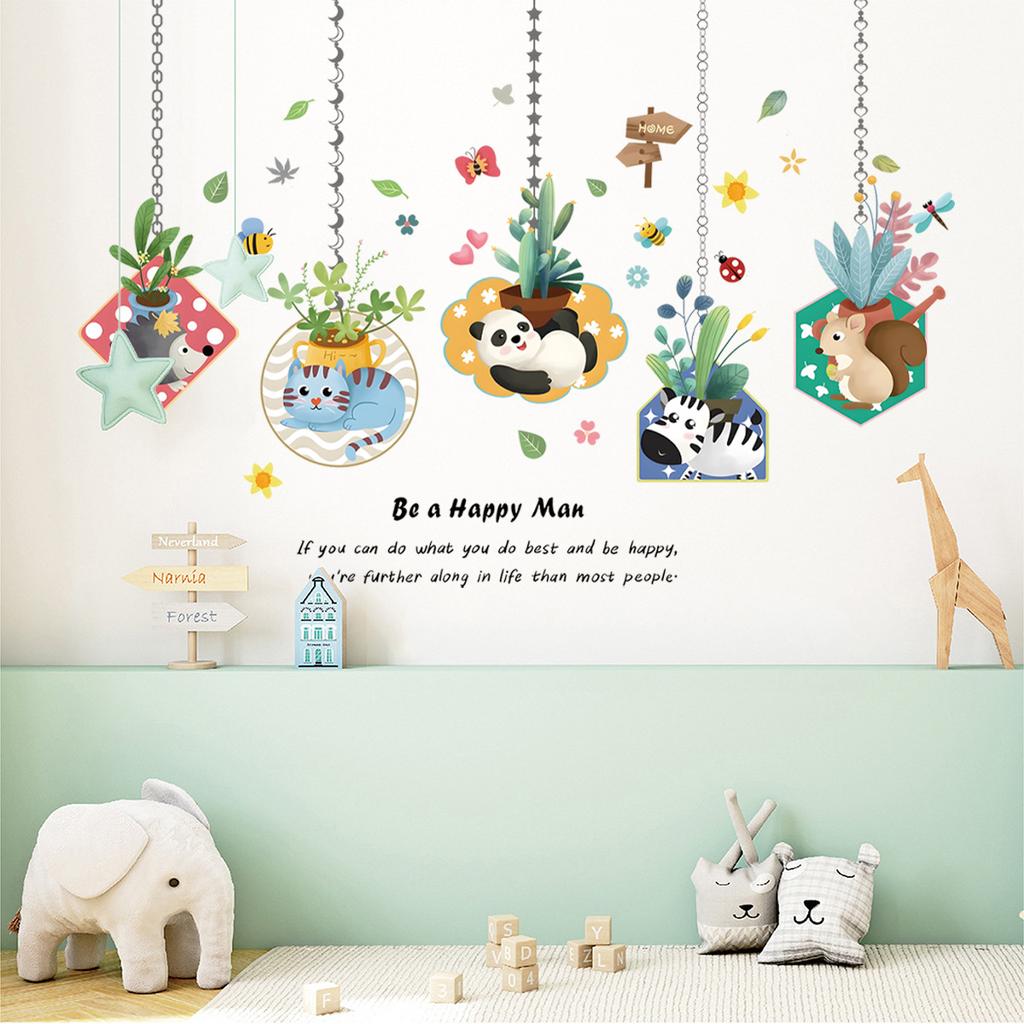 Kids Room Wall Stickers Cartoon Nursery Decoration Self Adhesive Removable Decor for Kindergarten Baby Bedroom Classroom