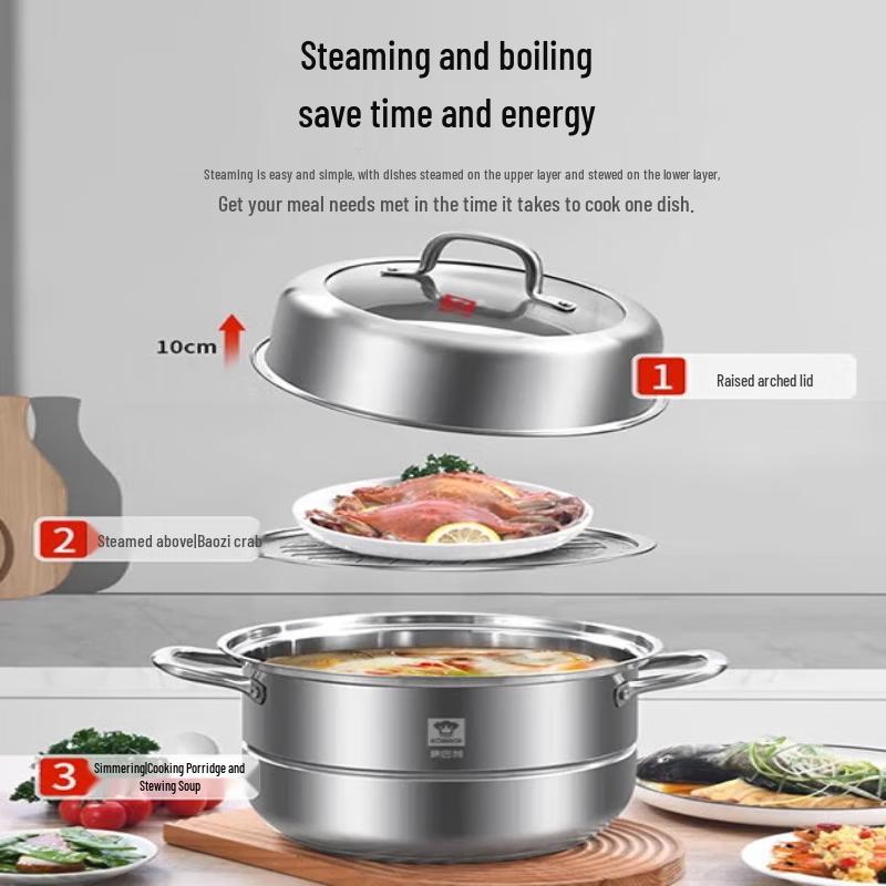 KOBACH 304 Stainless Steel Double Layer Steamer Pot