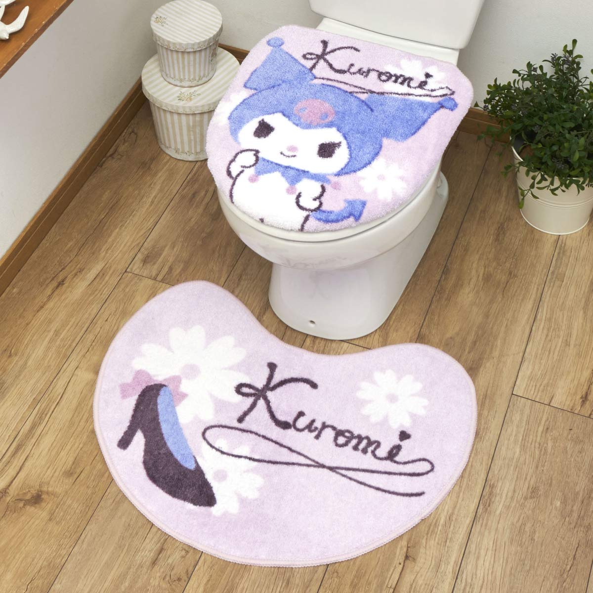 

Sanrio Kuromi Toilet Cover Mat Set for Cleaning and Heating & 2-Piece SB-527-S