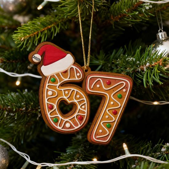 Vánoční 67 Akrylová ozdoba Vtipný 67 Mém Závěsná ozdoba Šest Sedm Perníček Ozdoba na vánoční stromeček Dárek pro teenagery Děti Rodinu Přátele