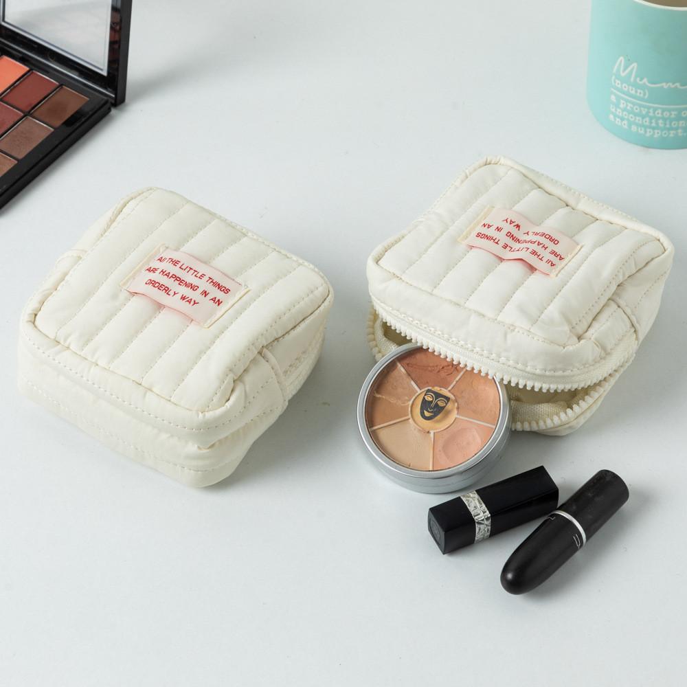 Simple Cotton Small Cosmetic Organizer With Sewing Accents For Girls And Teens