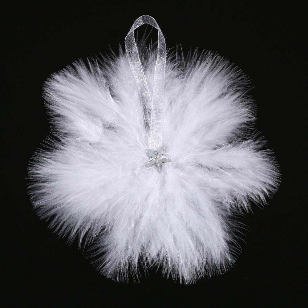 

6pcs Mini Feather Angel Wing Pendant White/Pink Christmas Tree Decoration Performance Stage Props S-White snowflake