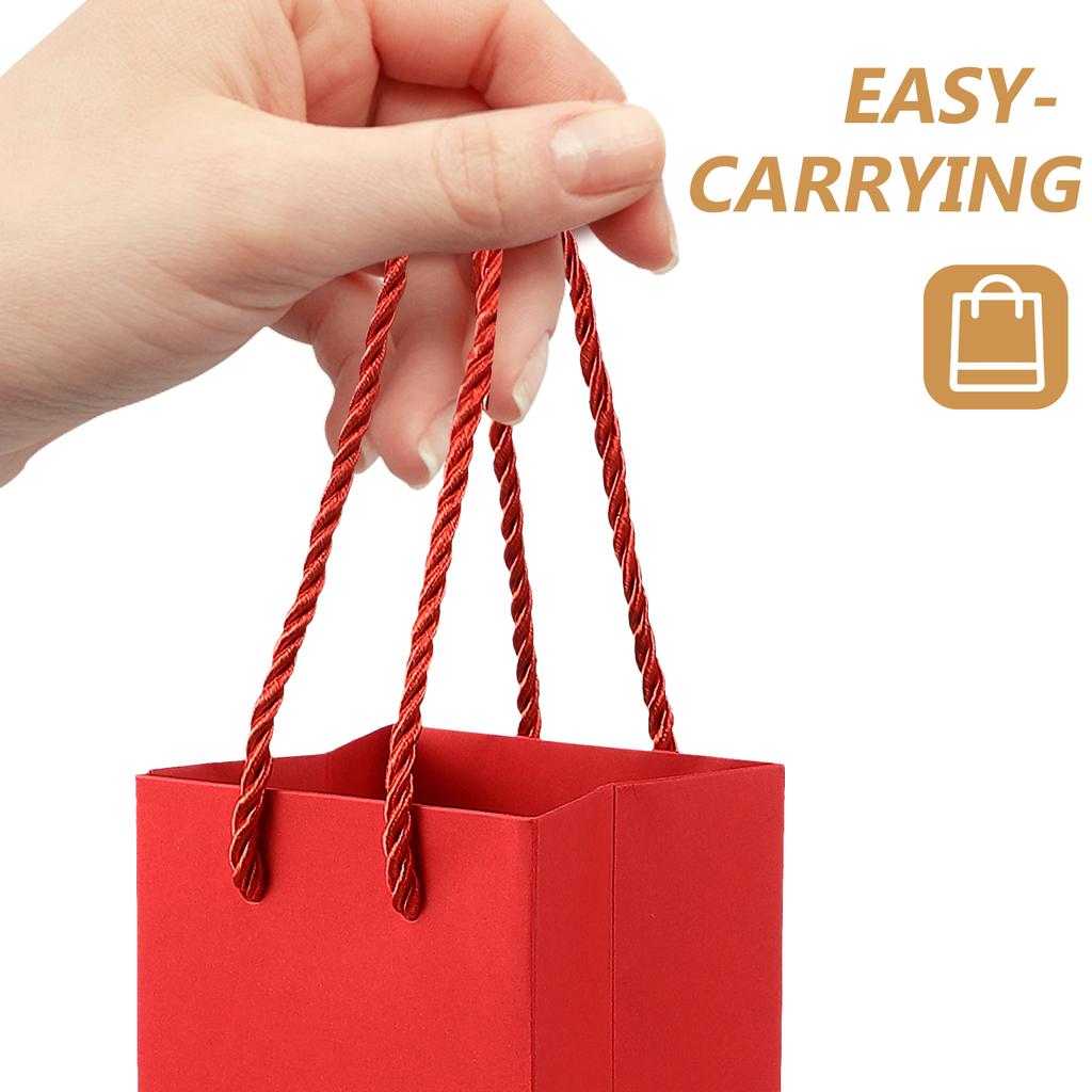 9 Pcs Red Paper Bag Portable Gift Kraft Bags Bottle Carrier Pouch Single Tote for Carriers Picnics Carry