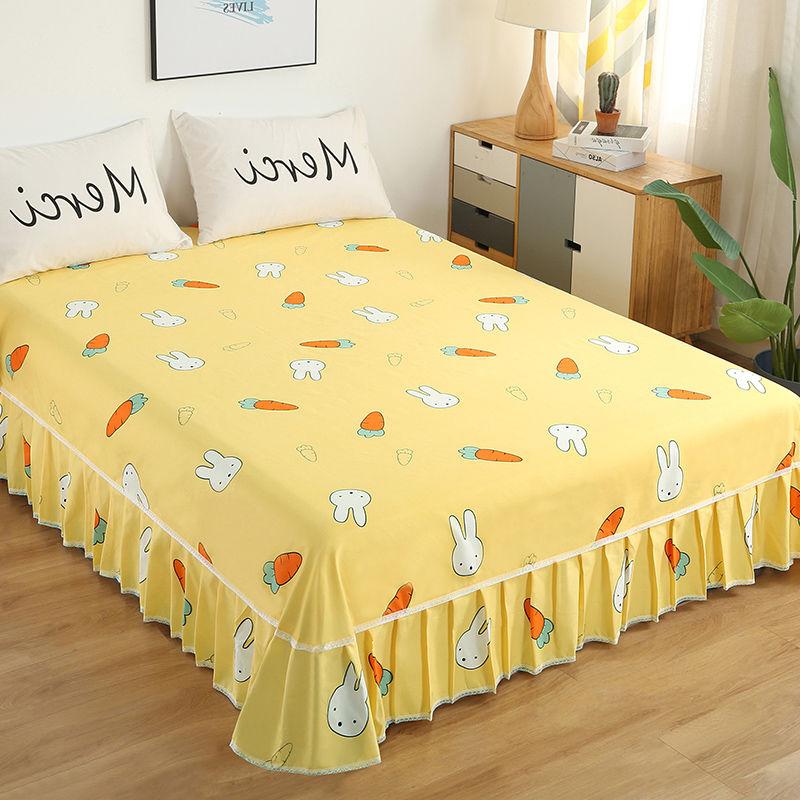 Floral Bed Flat Sheets Four Seasons Polyester Bedspread Dust-proof Household Soft Bedding Bedcloth Princess Single Double Sheet