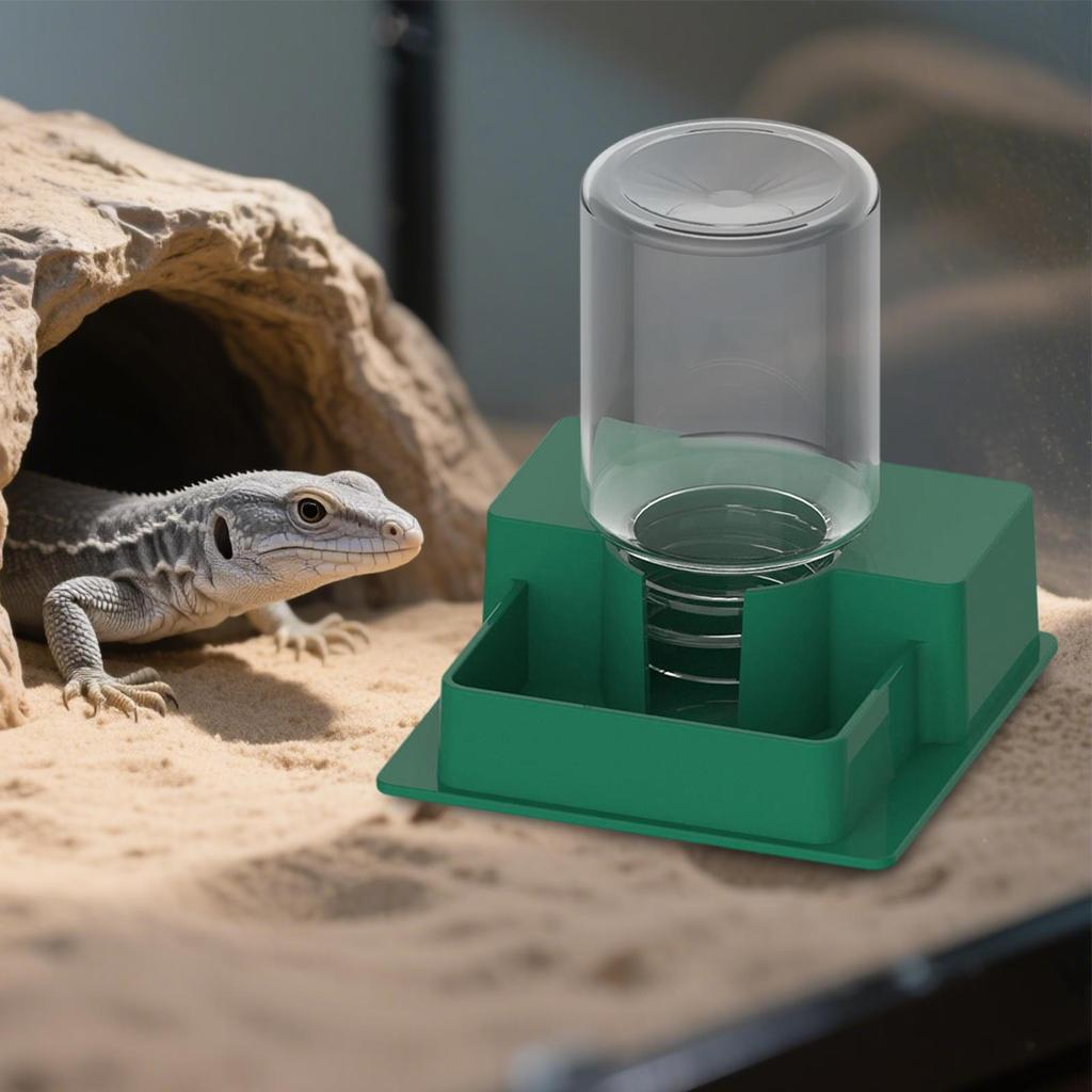 Automatic Reptile Water Dish Drinking Tool Container Easy to Clean Feeder Station Dispenser