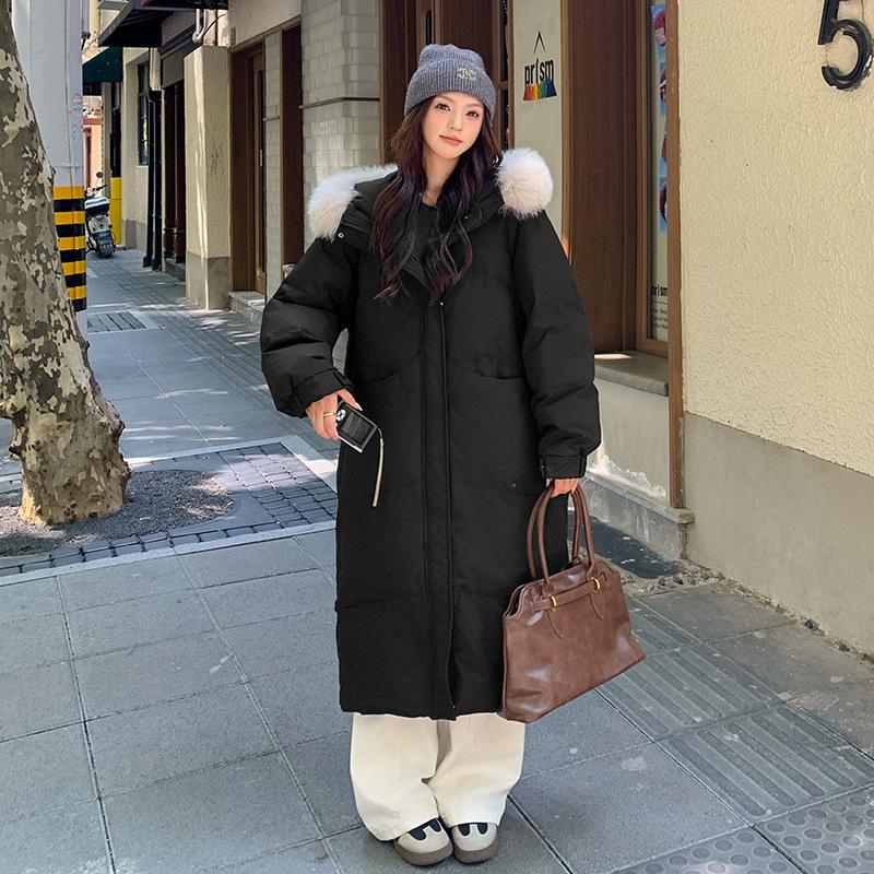 

Новое утолщенное большое стеганое хлопковое пальто для женщин, удлиненное зимнее свободное пальто-пуховик выше колена, хлопковое пальто XL