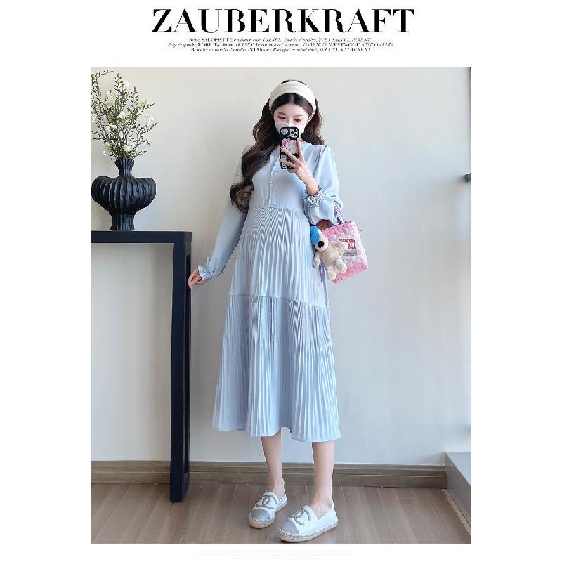 Maternity Dress Spring Autumn 2026 New Fashionable Loose Belly-Covering Shirt Dress Spring Maternity Dress