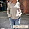 JPNTKY Women's Fashion Casual Solid Color Print Long Sleeve O-Neckk Blouses & Shirts