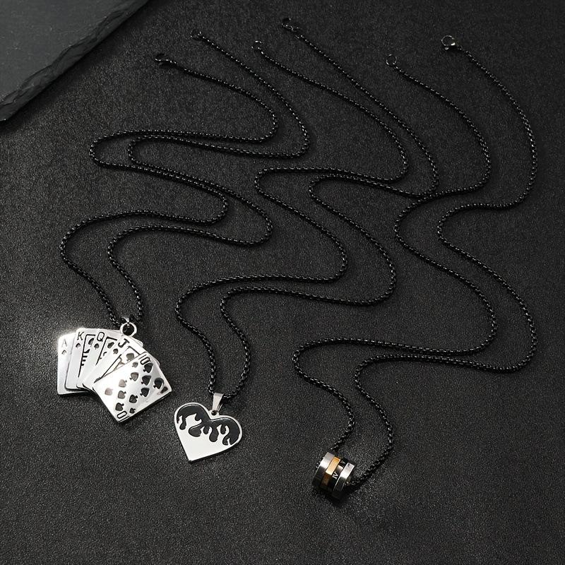 Stainless Steel Necklace Roman Numerals Small Waist Pendant Personality Hip-Hop Playing Cards Titanium Steel Jewelry
