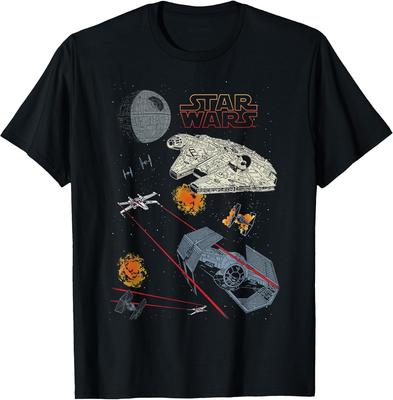 Star Wars Millennium Falcon Tie Fighter Graphic T-Shirt