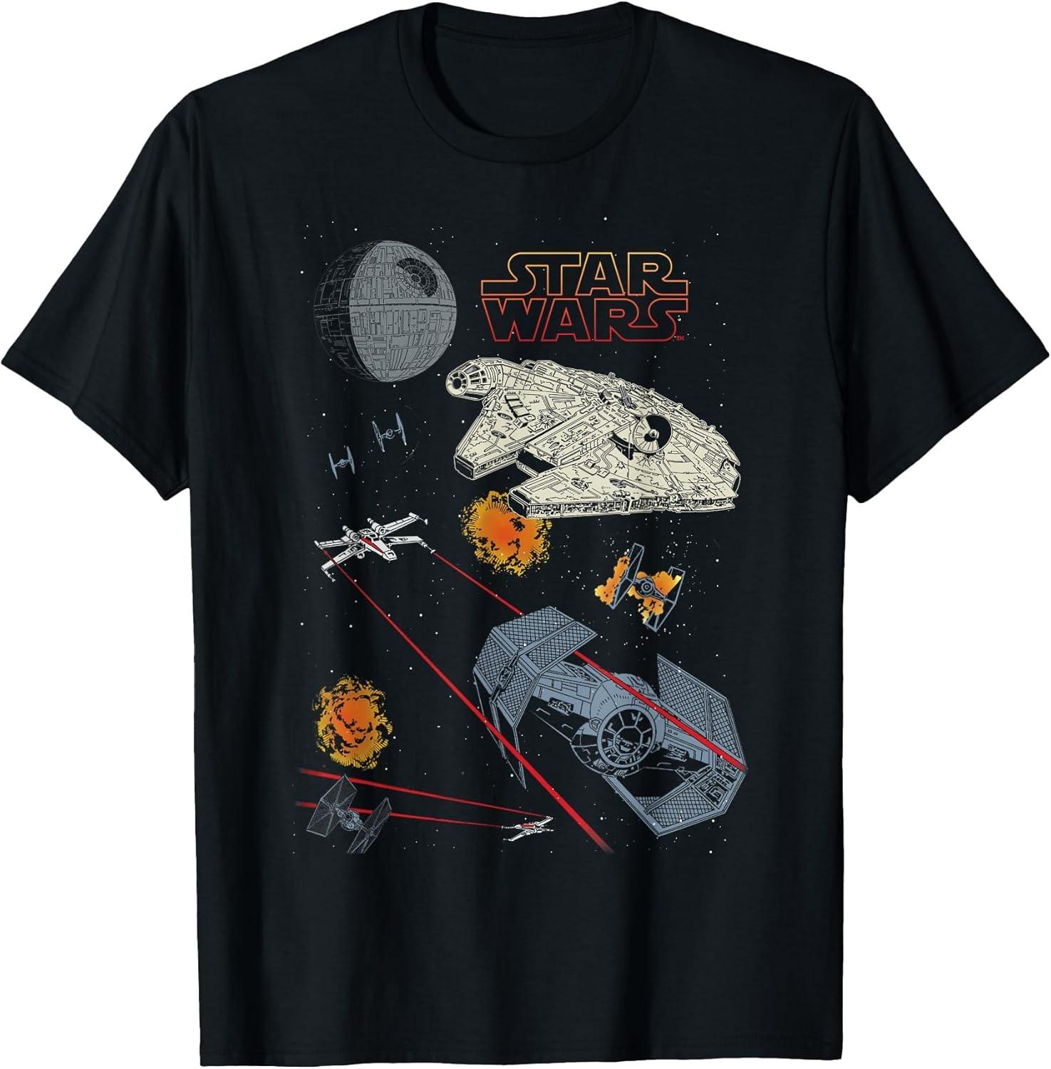Star Wars Millennium Falcon Tie Fighter Graphic T-Shirt XXXXXL чёрный