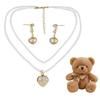 [Laluna] Colier Popular pentru Femei cu Inimă din Perle, Aurit, Reglabil 45,8 cm, Set de 2 Piese, Cadou Perfect pentru Soție, Prietenă, Mamă, Fiică, sau