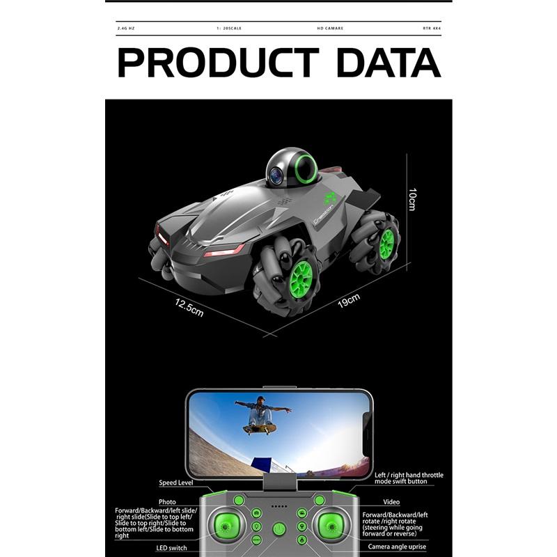RC Car 1:20 With Video 2.4G WIFI FPV HD Camera Car 360° Rotation Stunt Camera Car Kids boy toys