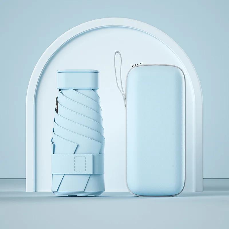 UPF50+ Mini Folding Umbrella Vinyl Sun Shade Umbrella Small Pocket Rain Travel Umbrella Ultraviolet Protection Capsule Parasol