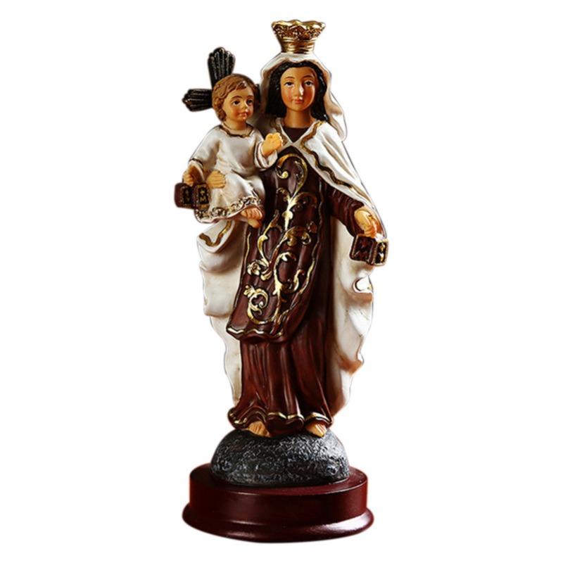 Resin Madonna Blessed Saint Virgin Our Lady Of Mary Statue Figure Christ Tabletop Statue Figurine Resin Ornament.