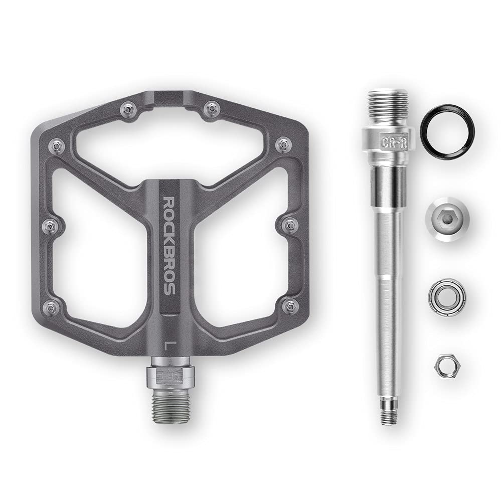 ROCKBROS Lightweight Flat Bicycle Aluminum for Road Cross and with Bearing of Titanium Color Pedals, Alloy, Bikes, Bikes, MTBs, More, Platform,