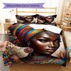 Black Women Pattern Bedding Quilt Set Quilt Cover Pillowcase Home Decoration Gift (1 * Duvet Cover + 2 * Pillowcase, Without Core)