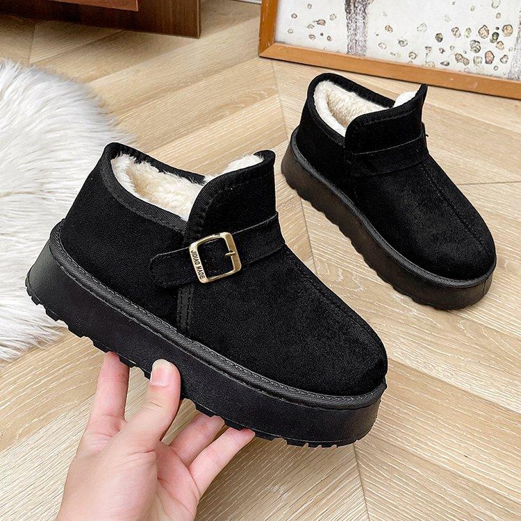 Women's Large Size Soft Sole Winter Warm Fur Snow Boots Padded Lined Ankle Boots Non-slip Hiking Sports Cotton Boots