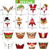128 Pieces Christmas Cupcake Toppers Wrappers Party Supplies Favors - Snowman Santa Claus Reindeer Elf Gnome Gingerbread