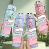1PC Girl Telephone Cute Cartoon Print 750ml Color Plastic Sports Water Bottle Leakproof Flip Straw Lid Suitable for Sports Office Home Use