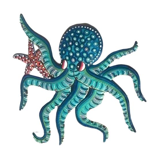 

Wooden Octopus Wall Decoration Lake Beach House Bathroom Ocean Wall Art Coastal Nautical Sea Animal Hanging Ornament