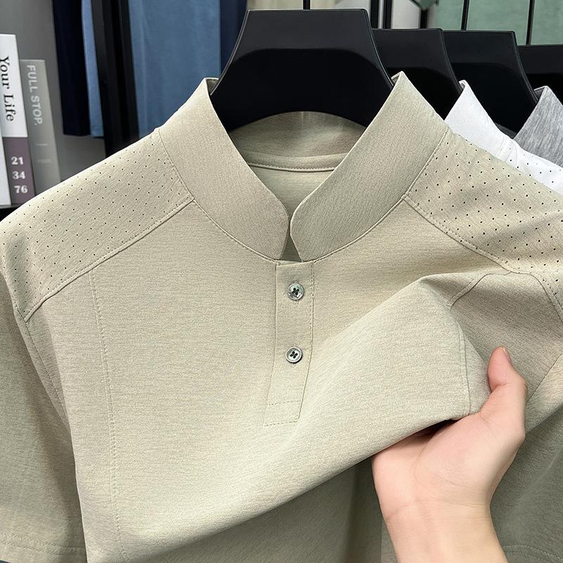 Men's Short Sleeve T-Shirt Summer Breathable Business Commute Versatile Top