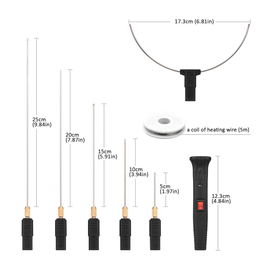 Electric Foam 24W Handheld Electric Foam Cutter Kit with 5 Straight Tips and 1 Arch Thermostatic Portable Foam Cutting Hot Wire Styrofoam Cutting