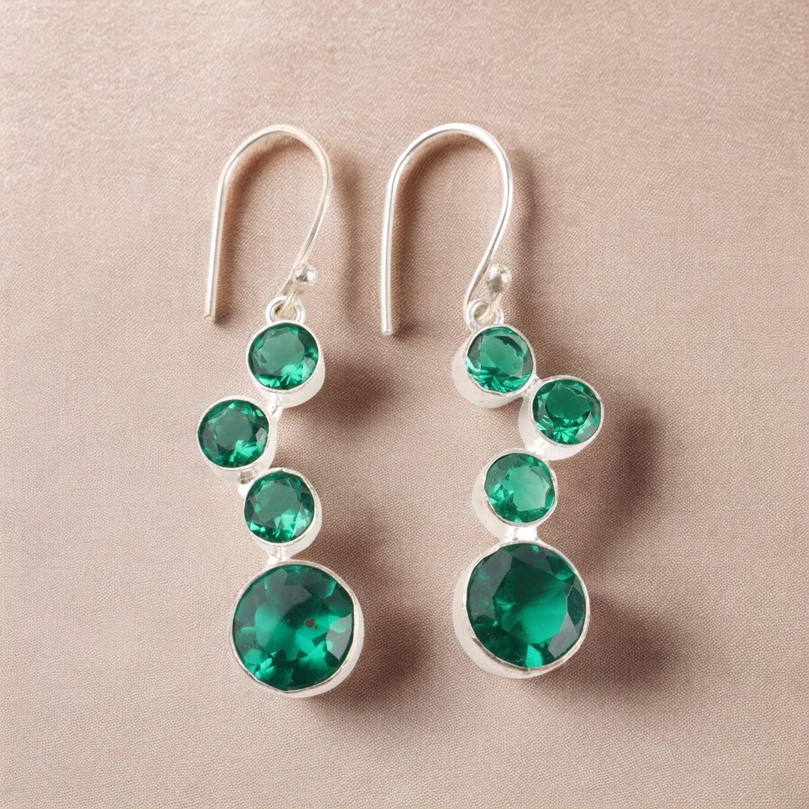 

Chrome Diopside Gemstone Earrings 925 Fine Silver Handmade Jewelry Gift For Wife EE-161-5