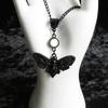 Goth Exquisite Relief Black Eagle Moth Insect Pendant Necklace for Women Hallowmas Party Punk Personality Jewelry Accessory Gift