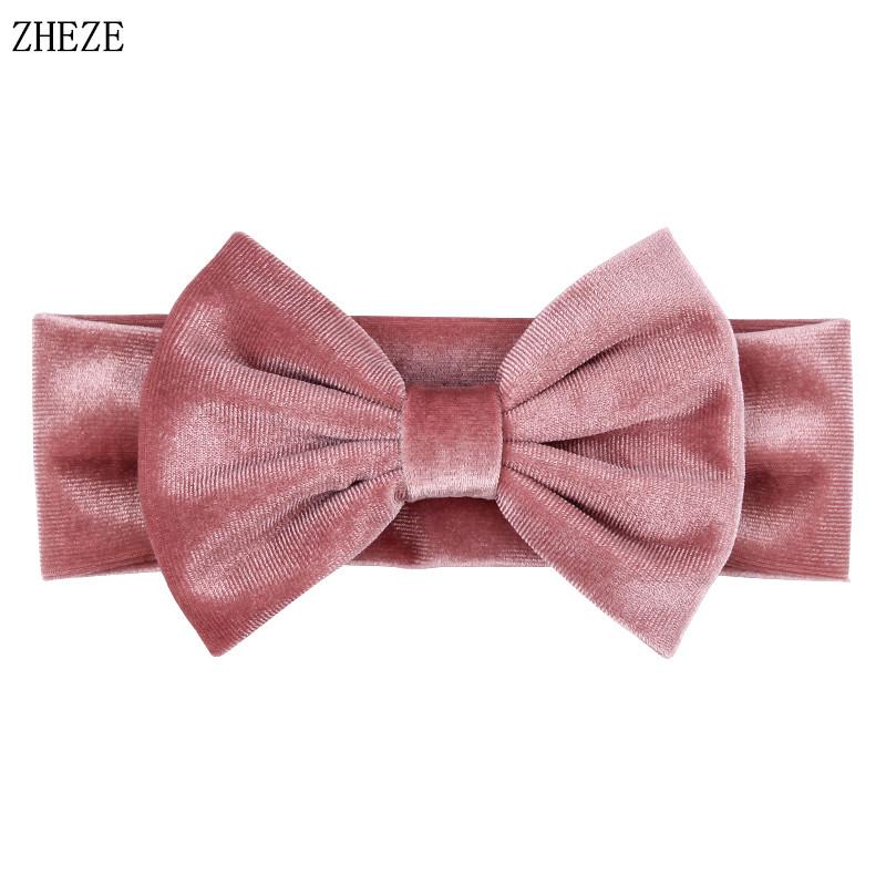 Baby Soft 5" Hair Bow Headband Kids Girls Velvet Headwrap Turband Toddler Photo Pro DIY Hair Accessories