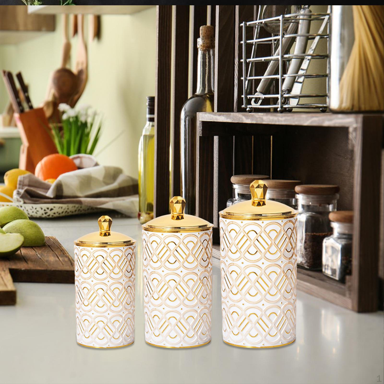 3x Storage Jars with Lid Kitchen Pantry Organization Cookie Jar Airtight for Coffee Beans Pasta