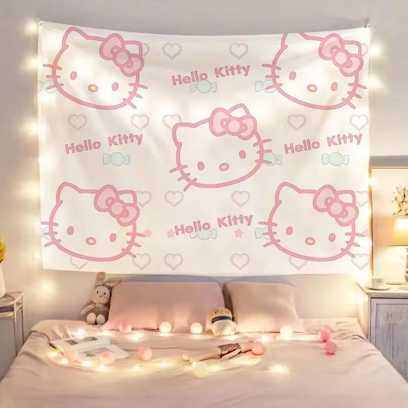 

Cute Theme Wallpaper Cloth HelloKitty Pattern for Full Wall Coverage Bedroom Living Room Background Decor 74x94cm(29x37in)