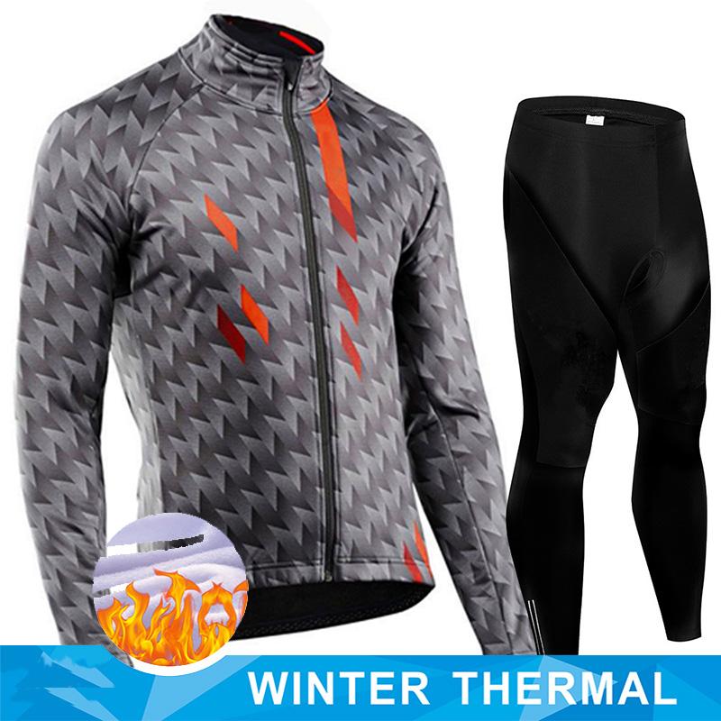 Men 2026 Winter Velvet Warm Cycling Clothing Suit Set Thermal Fleece Bicycle Jersey Set MTB Warm Bike Jersey Set Ropa