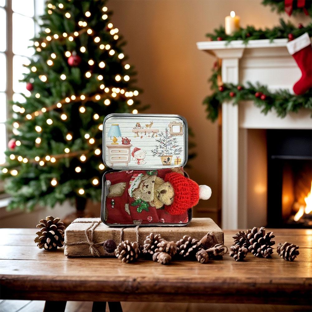 Pocket Bear Tin Mini Bear Pocket Toys Gift Stress Little Day Plush Buddy - Bear Lush Mini Bear Doll Children's Tin Box Doll New