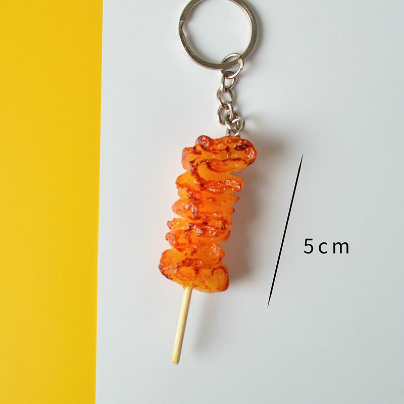 Spiedino di Calamari Pvc Porta Chiave Auto Chiave di Casa Cibo Finto Portachiavi Spiedino Simulatione Portachiavi Barbecue Moda Coreana Gioielli Ciondolo per Borsa