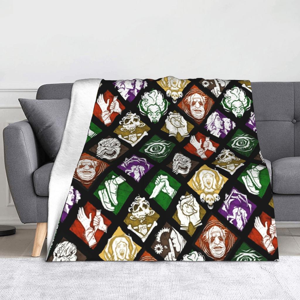 Deads by Daylights Horror Game Blankets  Flannel Throw Blanket Summer Air Conditioning Personalised Lightweight Bedspreads