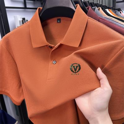 Bomull herr pikétröja med krage Sommarnyhet T-shirt med bokstavstryck Kortärmad Affärscasual Herrkläder