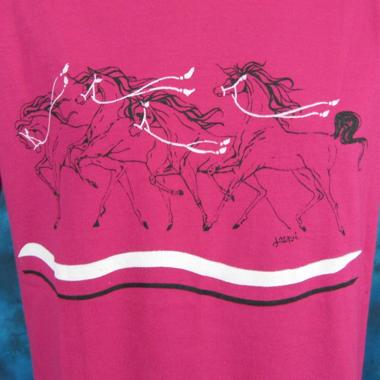 NOS vintage 80s HORSE CARRIAGE PAPER THIN T-Shirt MEDIUM cowboy single stitch S