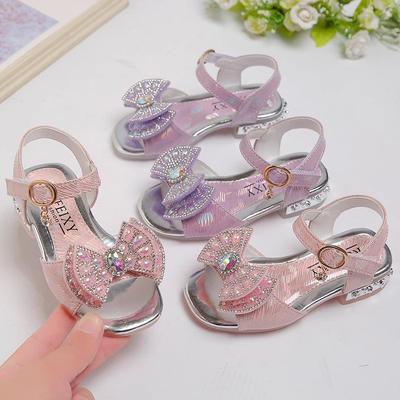 Girls' Sandals Summer New Korean Fashion Diamond Children's Princess Shoes Soft Sole Little Girls' Fashion Sandals