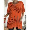 Women'S Summer Full Print Pocket Round Neck Short Sleeve T-Shirt Athletic Casual Comfortable Top