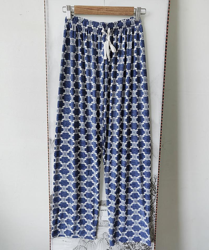 

Женские широкие брюки с высокой талией из ледяного шелка Tencel - Летние повседневные свободные брюки M (80-110 Jin) (No Pockets)