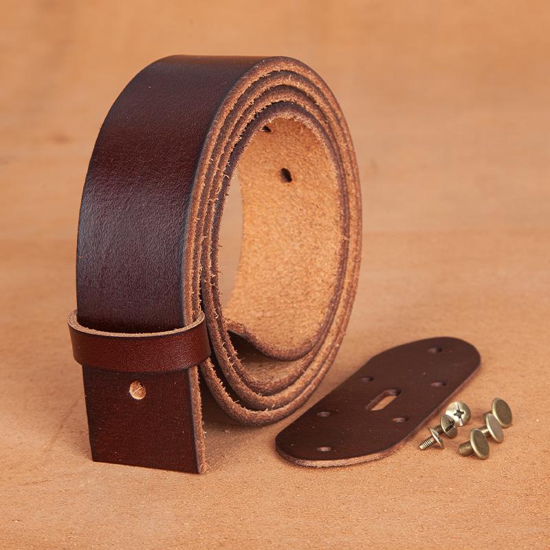 Men's Washed Retro Cowhide Leather Belt with Pin Buckle - Versatile and Casual