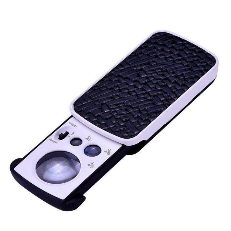 30x60x90X LED Pocket Jewelry Mirror & Antique Jade Magnifier
